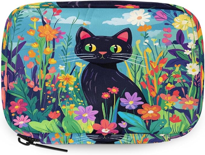 Art Painting Flower Cat Pill Organizer Travel Medicine Case by Unknown
