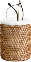 Mkono Glasses Holder for Nightstand Rattan Plush Lined Protective Glasses Stand by Mkono