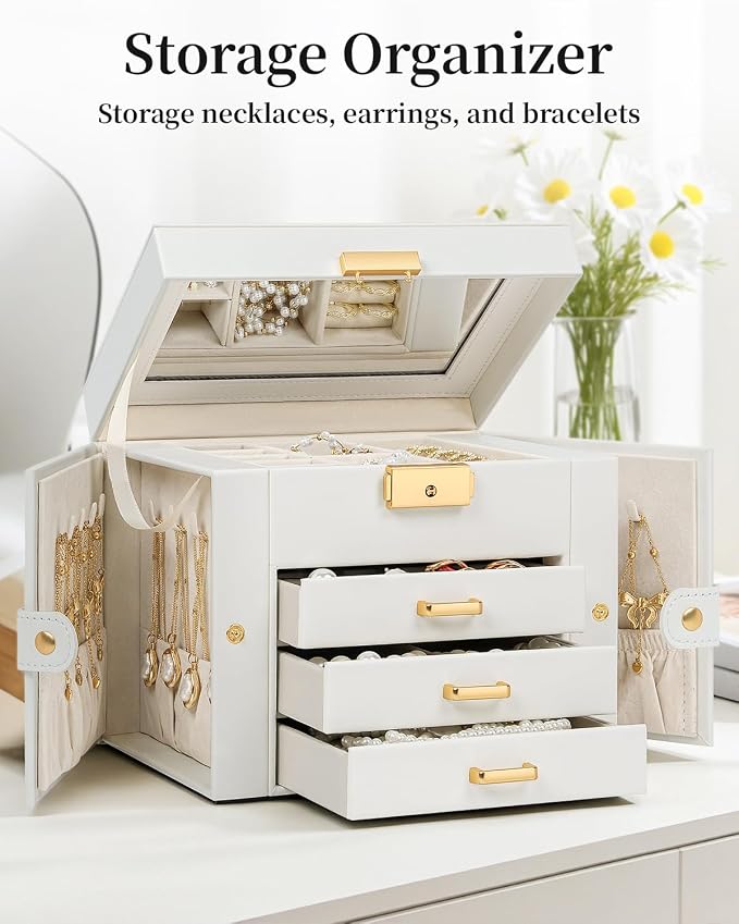 TORIBIO Jewelry Box for Women, Leather Jewelry Organizer - Image 3