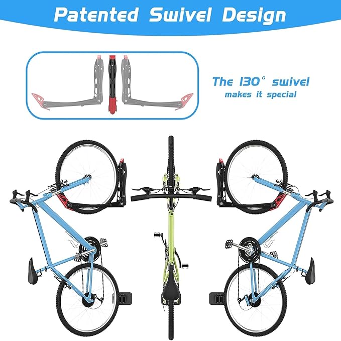 WALMANN BIKEPAL No Lifting Wall Mounted Swivel Bike Rack, Bike Wall Hangers - Image 4
