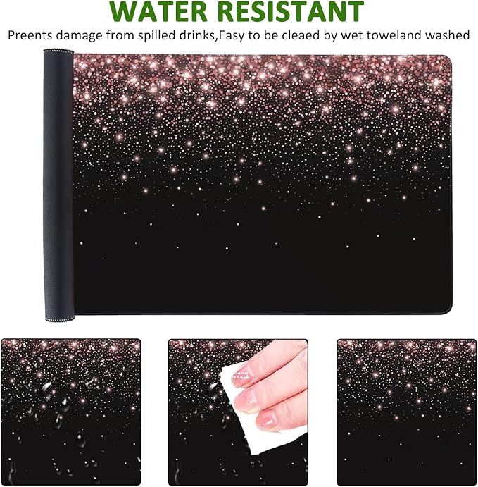 Rose Gold Glitter Gaming Mouse Pad XXL Large Desk Mouse Pad Keyboard Mat - Image 4