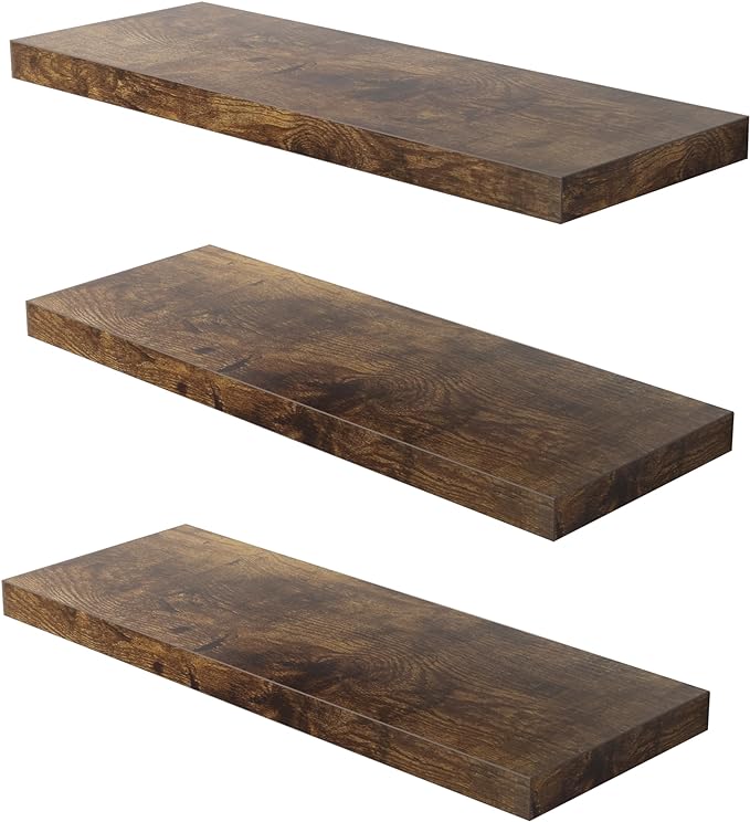 Floating Shelf, 24 in W x 12.75 in D x 2 in H Wooden Floating Wall Shelf by Home