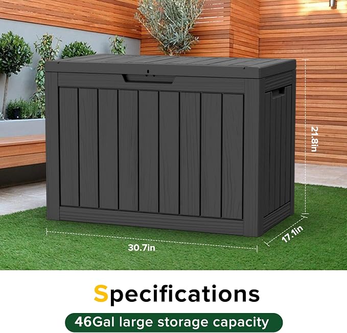 46 Gallon Outdoor Deck Box, Storage Lockable Waterproof Patio Furniture - Image 5