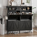 Shoe Cabinet with 4 Flip Drawers, Farmhouse Shoe Storage Cabinet by Halitaa