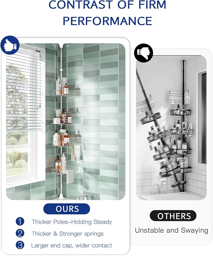 SEIRIONE Rustproof Shower Caddy Corner and Shower Organizer Corner - Image 3