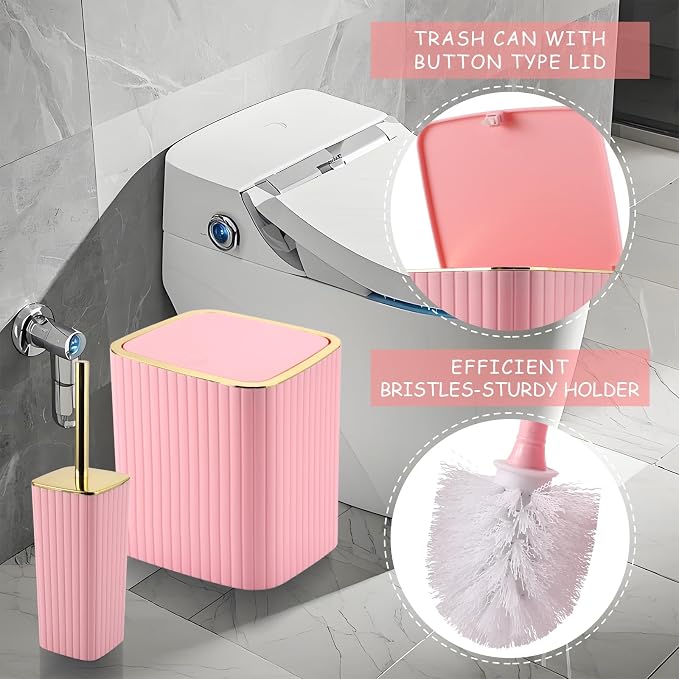 Pink Bathroom Set with Shower Curtain and Rugs- 25PC Bathroom Accessory Set - Image 8
