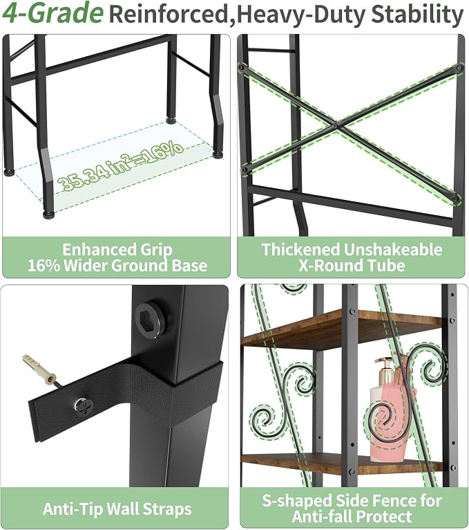Over-The-Toilet Storage Rack 4-Tier, Bathroom Organizer Shelf Over Toilet - Image 4