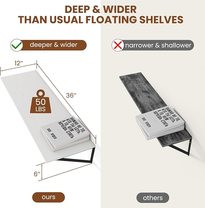 Heimlove White Deep Floating Shelves - Image 3