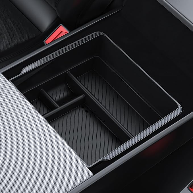 BASENOR 2026 Tesla Model Y Model 3 Armrest Storage Box, Center Console Organizer by BASENOR