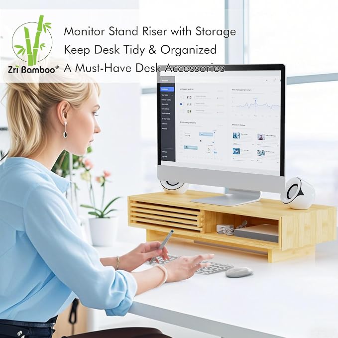 Zri Bamboo Computer Monitor Stand - Image 3