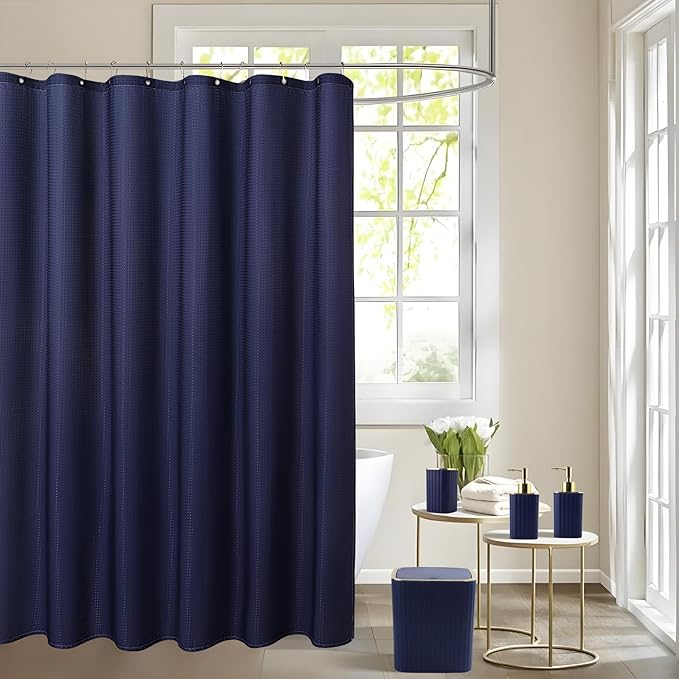 Bathroom Set with Shower Curtain and Rugs- 25PC Blue Bathroom Accessory Set - Image 3