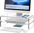 Clear Acrylic Monitor Stand Riser 2 Tier, 5.12 Inches High Clear Computer Desk by Egchi