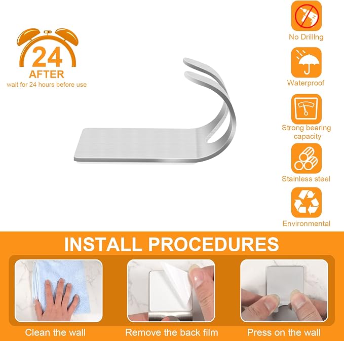CGBE 4 Packs Shower Hooks for Inside Shower, Self Adhesive Shaver Holder Hanger - Image 4