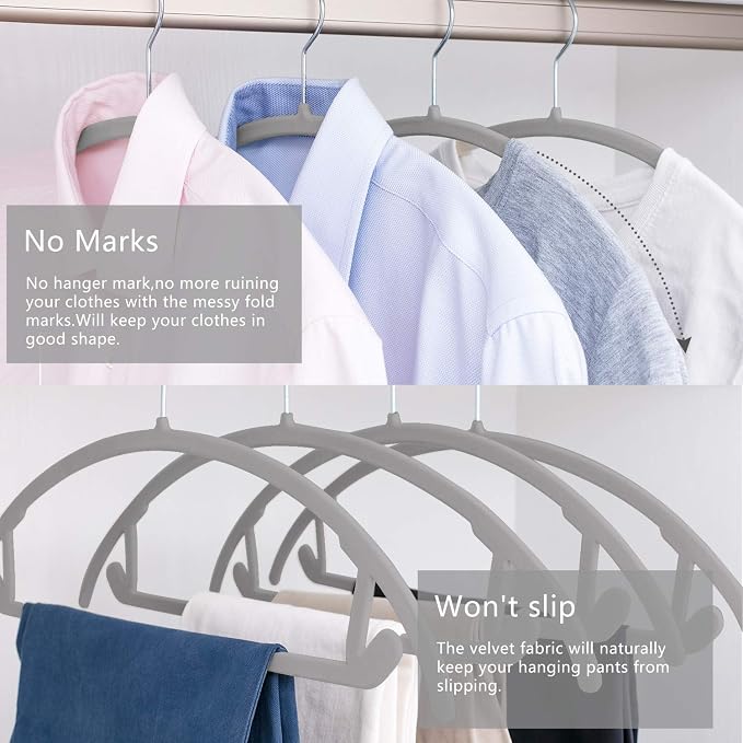MIZGI Premium Velvet Hangers 30 Pack Heavyduty- Non Slip No Shoulder Bump Suit - Image 5