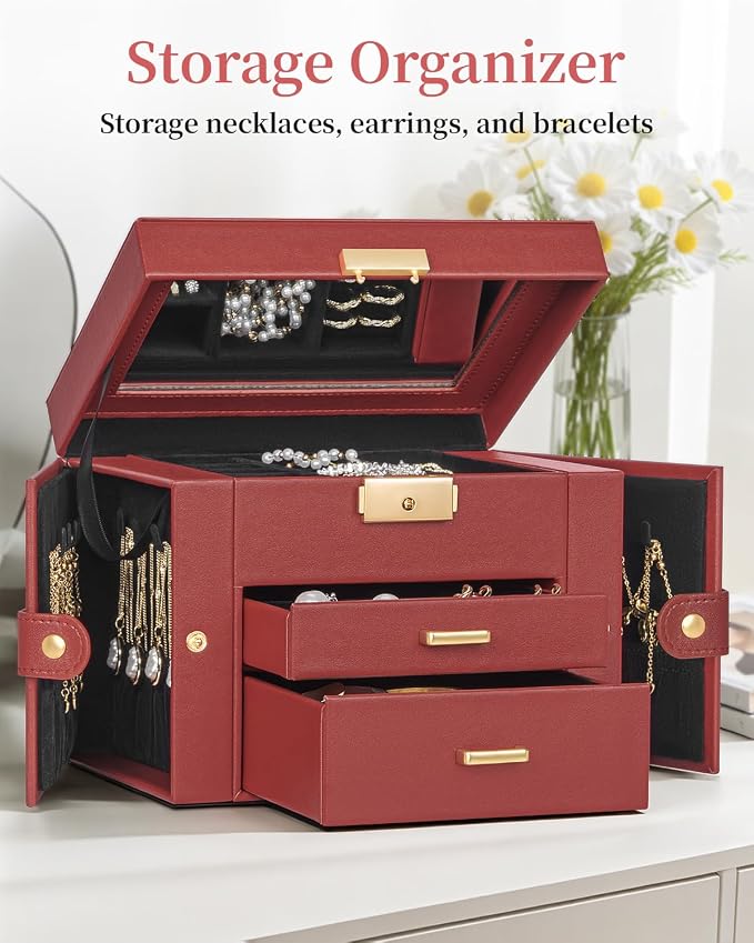 TORIBIO Jewelry Box for Women, Leather Jewelry Organizer - Image 2