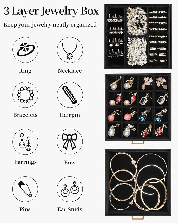 TORIBIO Jewelry Box for Women, Leather Jewelry Organizer - Image 4