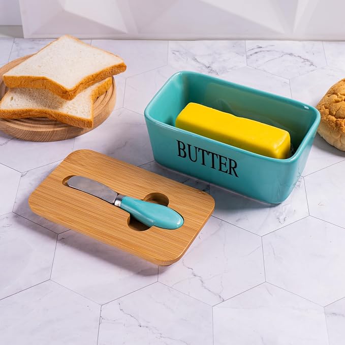 Large Butter Dish with Lid for Countertop, Ceramic Butter Stick Holder - Image 4