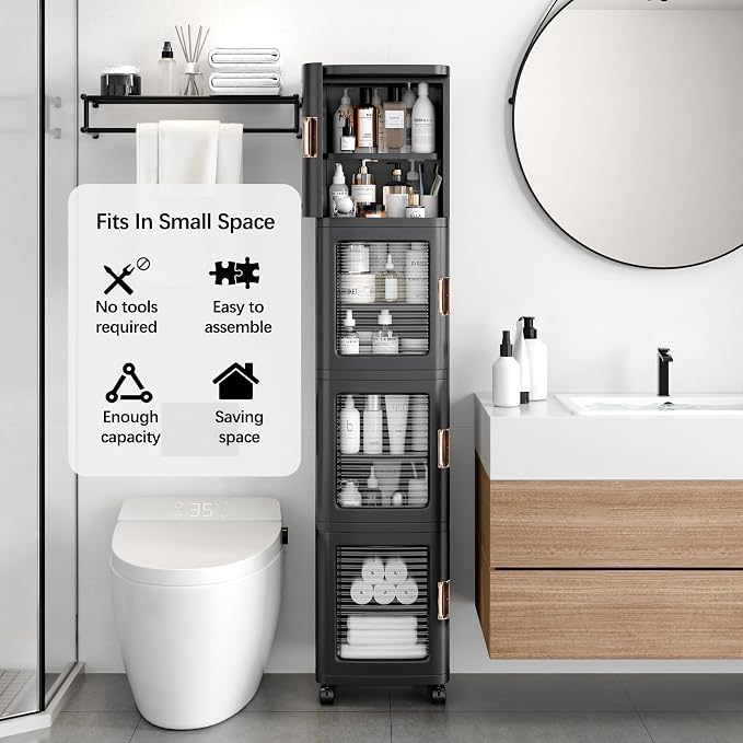 VECELO 4-Tier Tall Narrow Storage Cabinet - Image 3
