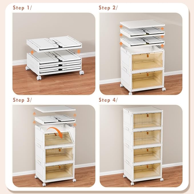 CTSNSLH 4 Tier Plastic Storage Bins and Boxes Organizer - 27Qt Stackable - Image 3