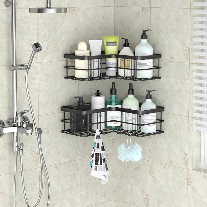 Yazoni Corner Shower Caddy, Adhesive Shower Shelves No Drilling, Rustproof - Image 7