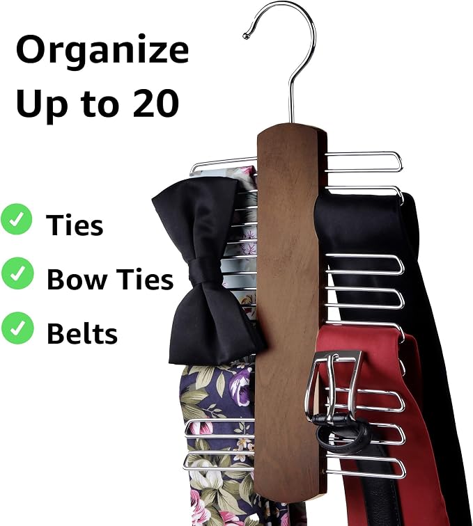 Umo Lorenzo Premium Wooden Tie and Belt Hanger - Image 5