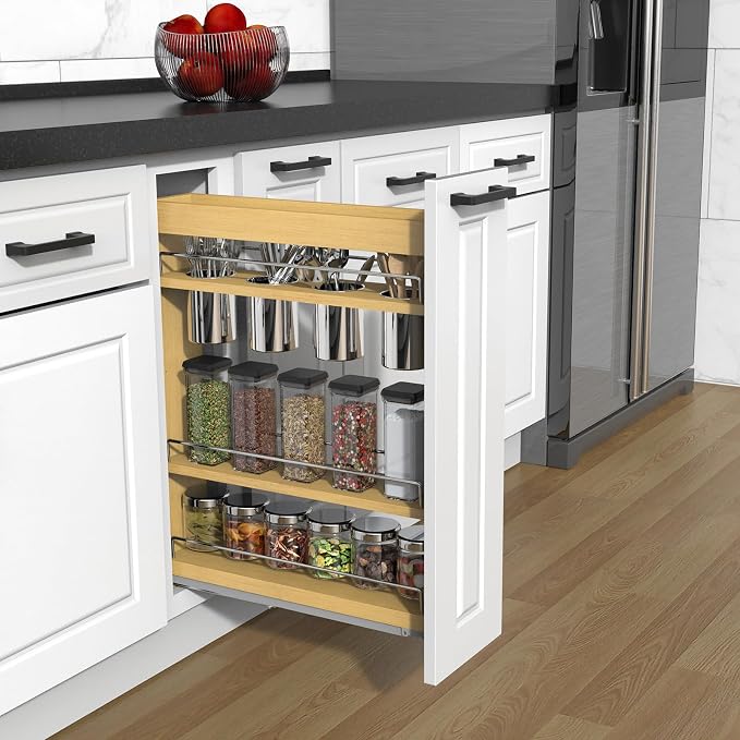 Pull Out Cabinet Organizer 5" Soft-Close Wood Pullout Shelf Organizer - Image 2