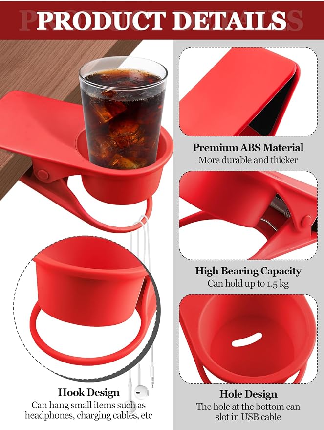 Kalolary 2-Pack Table Edge Cup Holder - Image 3