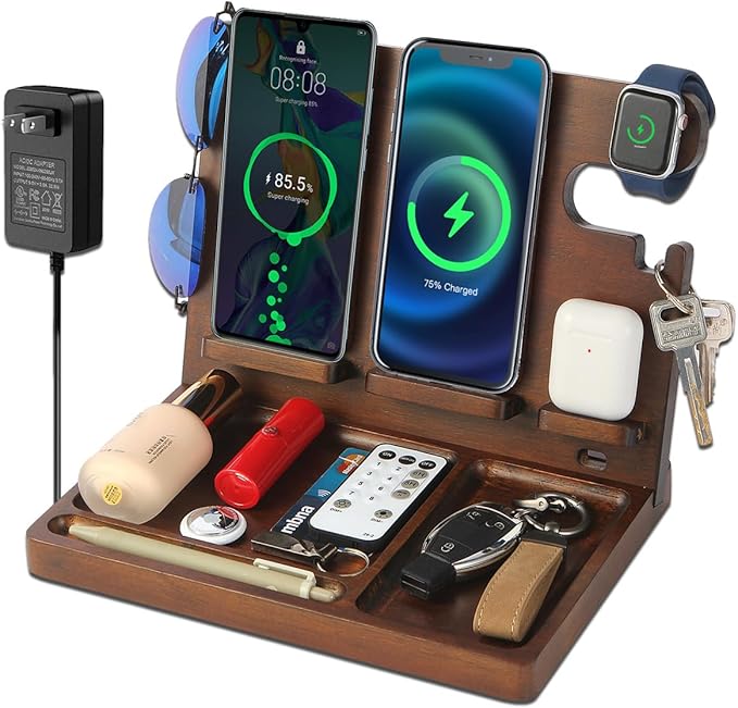 Wireless Charging Station, Wood Phone Docking Station by Xunhomon