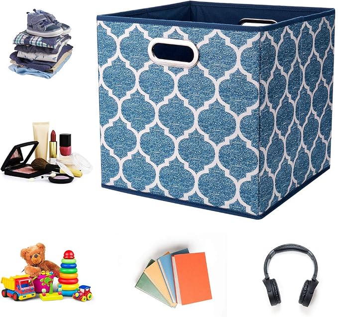 i BKGOO Cloth Storage Bins Set of 4 Thick Fabric Drawers Foldable Cubes Basket - Image 5