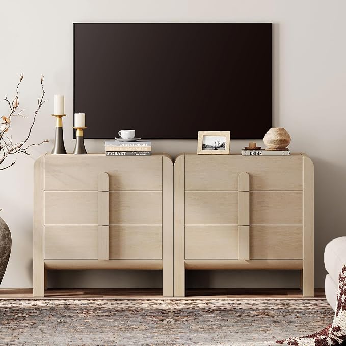 WAMPAT 6 Drawer Dresser for Bedroom, 2 in 1 63" Wide Mid Century Modern Wide - Image 4