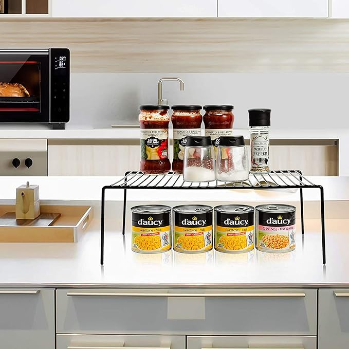 Kitchen Cabinet Shelf Organizer Set of 5, Large Metal Wire Pantry Storage - Image 3