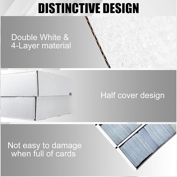 4 Pack Sports Card Boxes 3200 Count Cardboard Card Storage Box White Bulk Card - Image 4