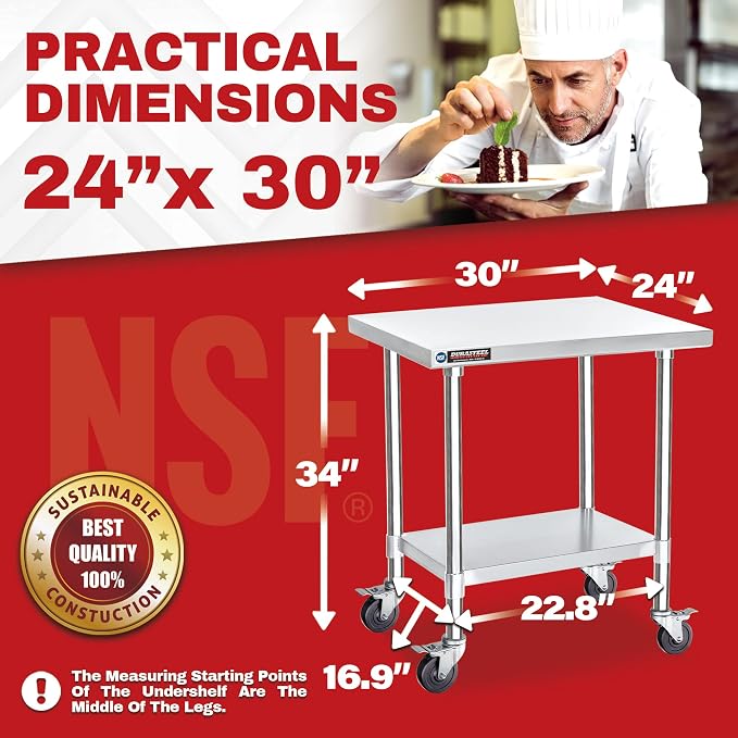 DuraSteel 24x30 NSF Stainless Steel Cart Work Table - Image 6