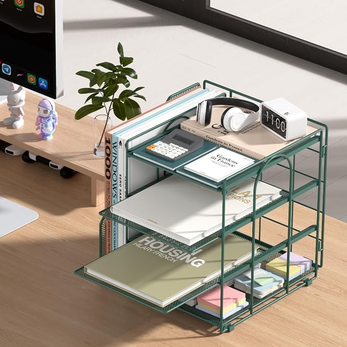 Desk File Organizer and Accessories, 4-Tier Paper Organizer - Image 2