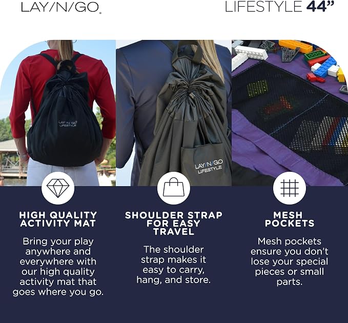 Lay-n-Go 2-in-1 Small Portable Drawstring Toys Storage Organizer and Play Mat - Image 4
