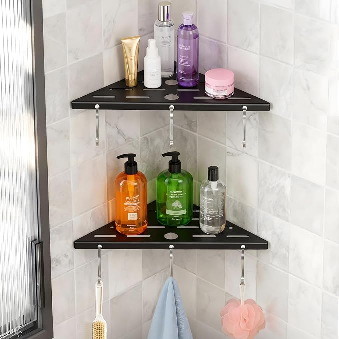Shower Corner Shelf 304 Stainless Steel Shower Caddy 2 Tier Shower Organizer - Image 4