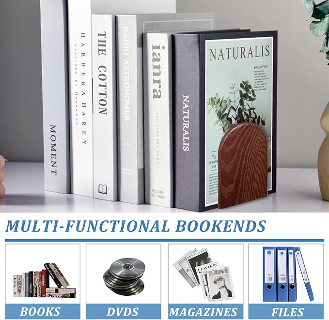 Book Ends, Sturdy Wooden Bookends - Image 8