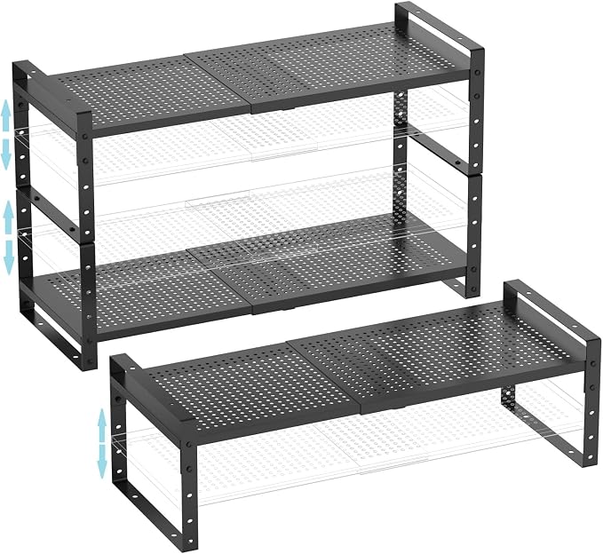 Expandable Shoe Rack Stackable Metal Pantry Storage Shelves Stand Adjustable by Goodqualityproducts