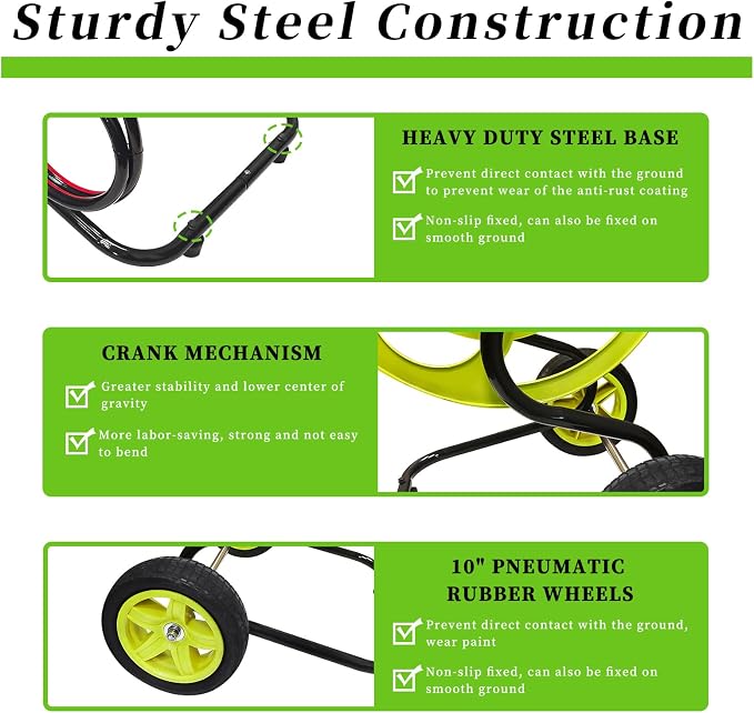 Stainless Steel Garden Hose Reel Cart - Image 6