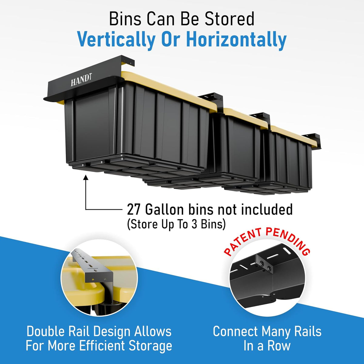 USA Based Overhead Garage Storage Rack, Connectable Heavy Duty Metal