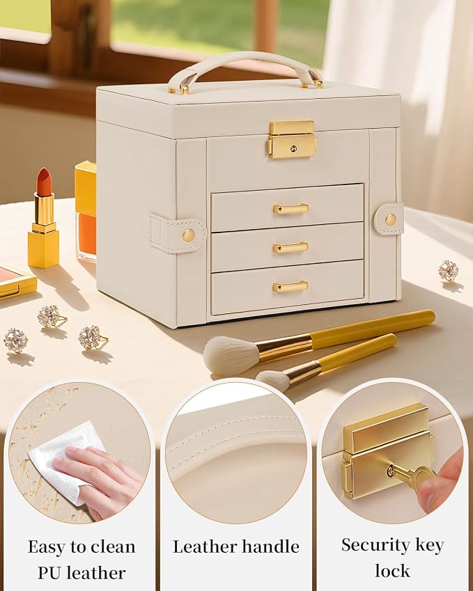 TORIBIO Jewelry Box for Women, Leather Jewelry Organizer - Image 7