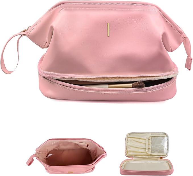 Gifts for Teacher-Initial Makeup Bags, Personalized Double Layer Cosmetic Bag by Vogewood