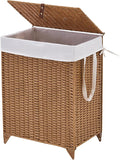 Laundry Hamper with Lid and Removable Liner Bag, Handwoven Rattan Clothes by LGENHOOMHandwovenNaturalWaterHyacinthBasket
