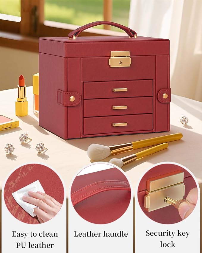 TORIBIO Jewelry Box for Women, Leather Jewelry Organizer - Image 7