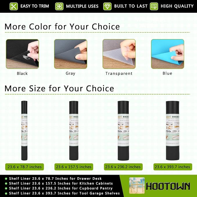 HooTown Shelf Liner Kitchen Cabinet Drawer Mats 23.6 Inch Wide x 19.6 Feet Long - Image 2