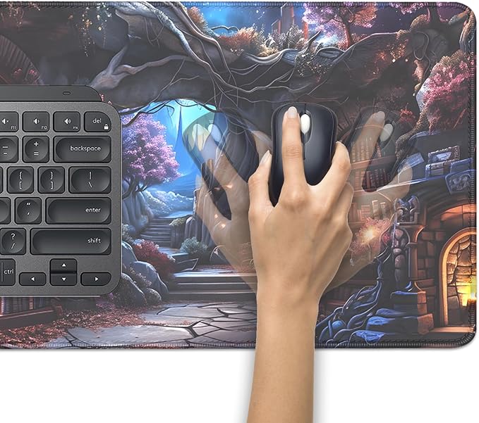 Magic Library Mouse Pad, Mysterious Collection of Books Mousepad Desk Pad - Image 5