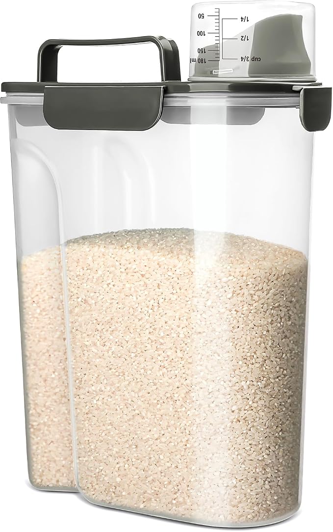 Rice Storage Container, 5 to 10lb Dry Food Airtight Dispenser, Pet Dog Cat Food by Viretec