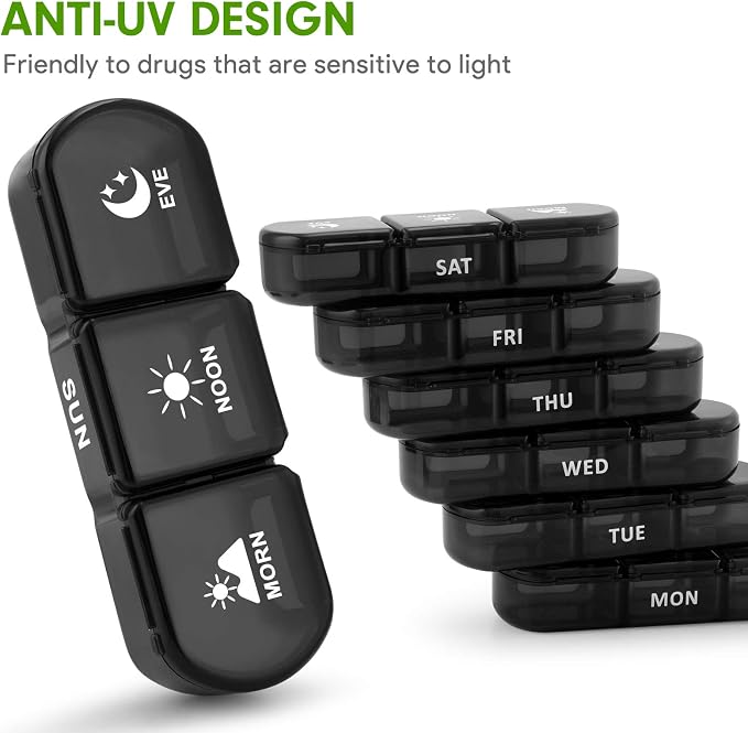 Pill Organizer 3 Times a Day, Fullicon Large Weekly Pill Case 7 Day, Daily Pill - Image 6