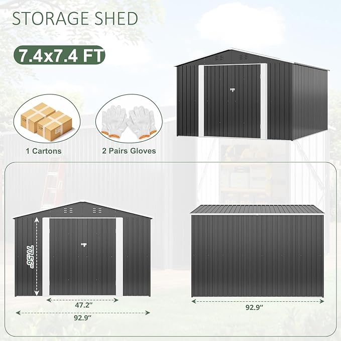 8x8 FT Outdoor Storage Shed, Garden Shed - Image 4