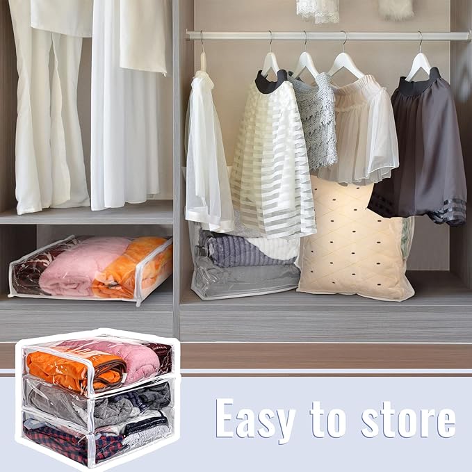 6 Packs Clear Zippered Storage Bags Sweater Moth Bags Plastic Storage - Image 6